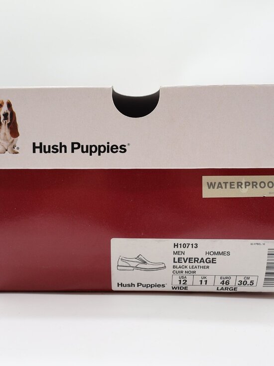 Hush Puppies Leverage Men\'s 12W Black Leather Waterproof Slip-On Shoes main image 13